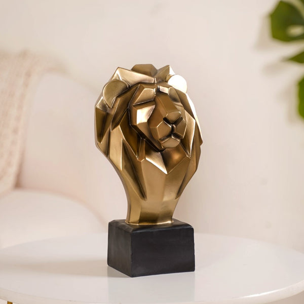 Abstract Gold Lion Statue Sculpture