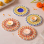 Mandala Lippan Art Tealight Candle Holder Set Of 4