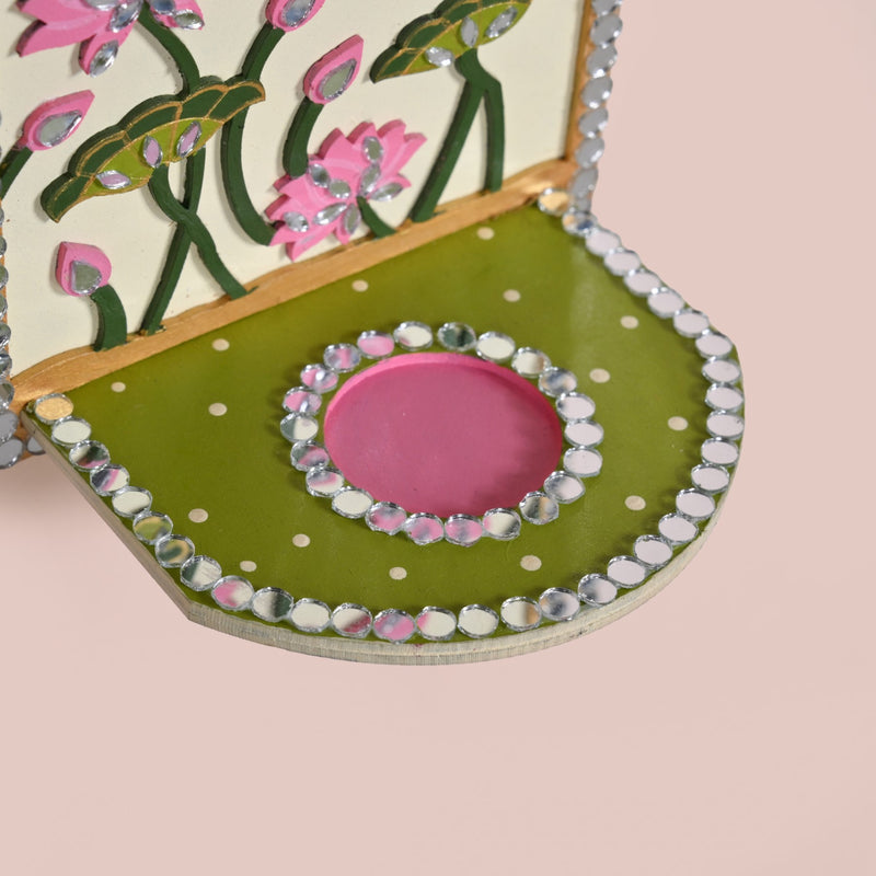 Lippan Wall Tealight Candle Holder With Mirror Work Set Of 2