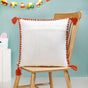 Llama Embroidered Cotton Cushion Cover With Tassels 42x42cm
