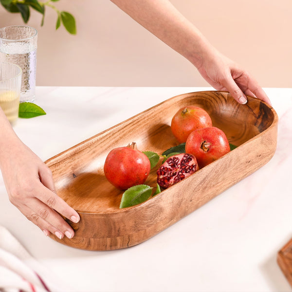 Long Acacia Wooden Platter For Centrepiece 19 Inch