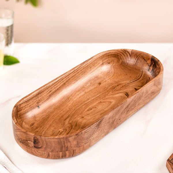 Long Acacia Wooden Platter For Centrepiece 19 Inch