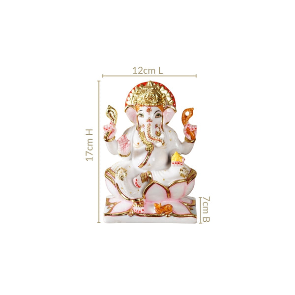 Lord Ganesha On Lotus Idol 17x12cm