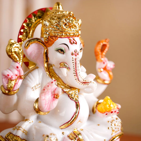 Lord Ganesha On Lotus Idol 17x12cm