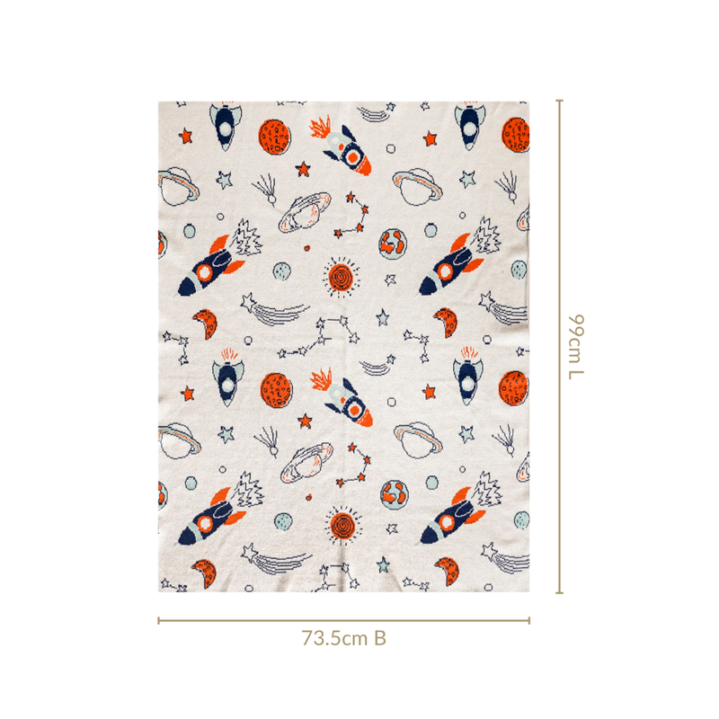 Lost In Space Nursery Knitted Cotton Throw For Toddlers 99x73cm