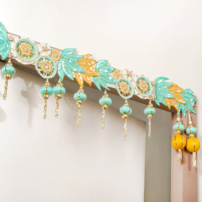 Lotus Beaded Tassel Toran Wall Hanging