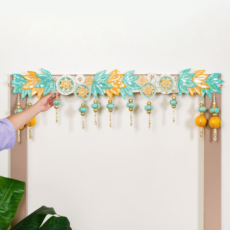 Lotus Beaded Tassel Toran Wall Hanging