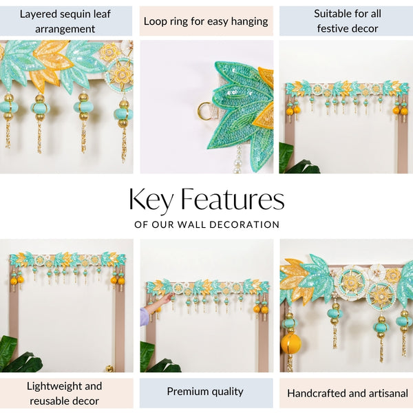 Lotus Beaded Tassel Toran Wall Hanging