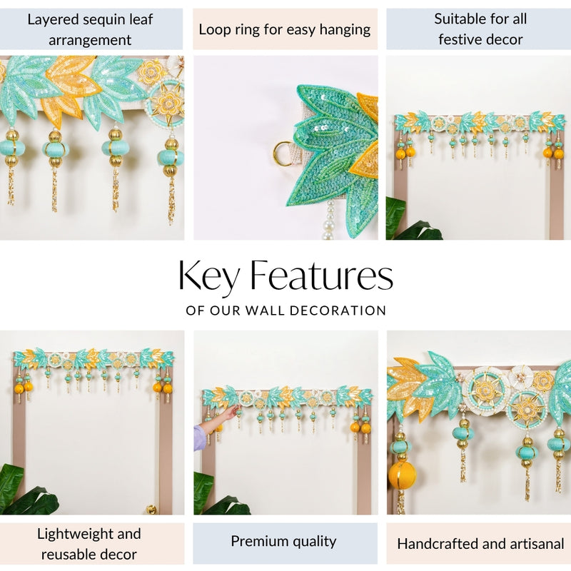 Lotus Beaded Tassel Toran Wall Hanging