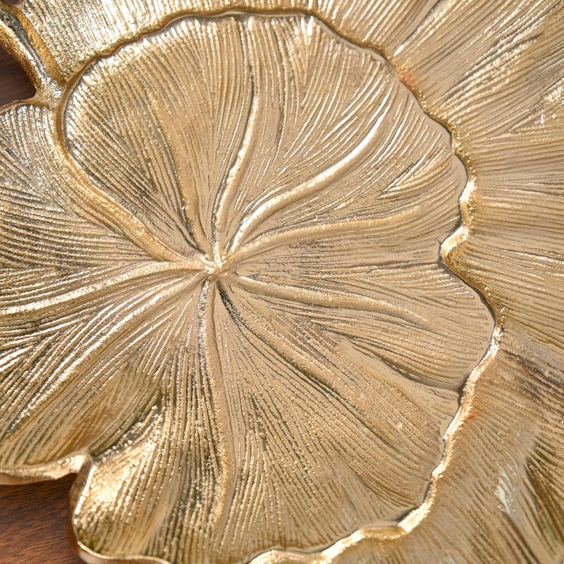 Lotus Leaf Metal Tray In Gold