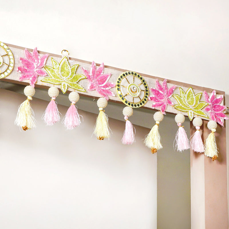 Lotus Threadwork Toran With Beads And Tassels