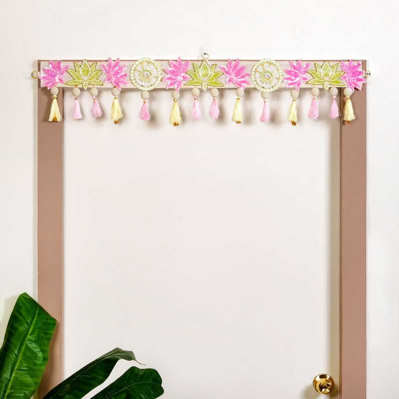 Lotus Threadwork Toran With Beads And Tassels