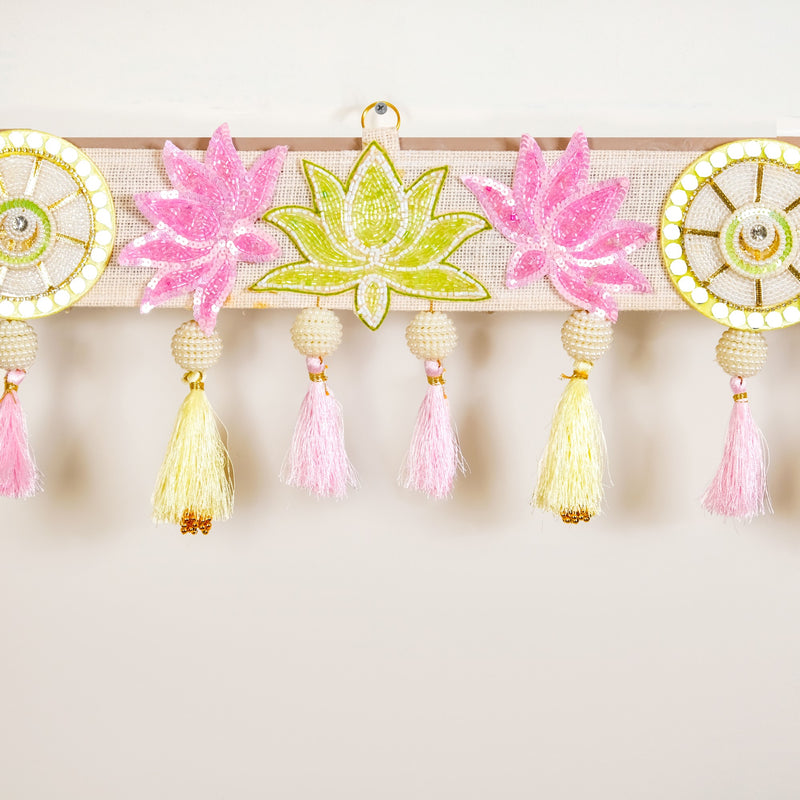 Lotus Threadwork Toran With Beads And Tassels