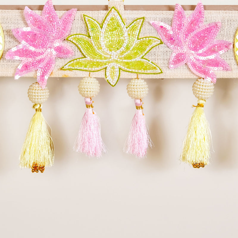 Lotus Threadwork Toran With Beads And Tassels