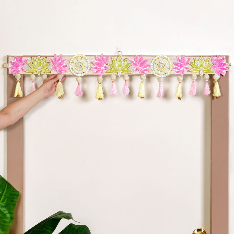 Lotus Threadwork Toran With Beads And Tassels