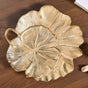 Lotus Leaf Metal Tray In Gold