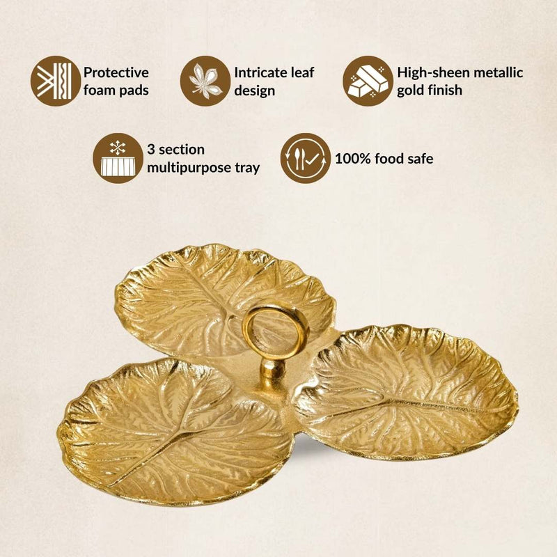 Lotus Leaf Trio Platter Gold
