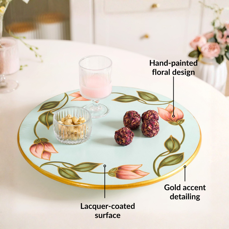Lotus Royale Hand Painted Lazy Susan 15inch