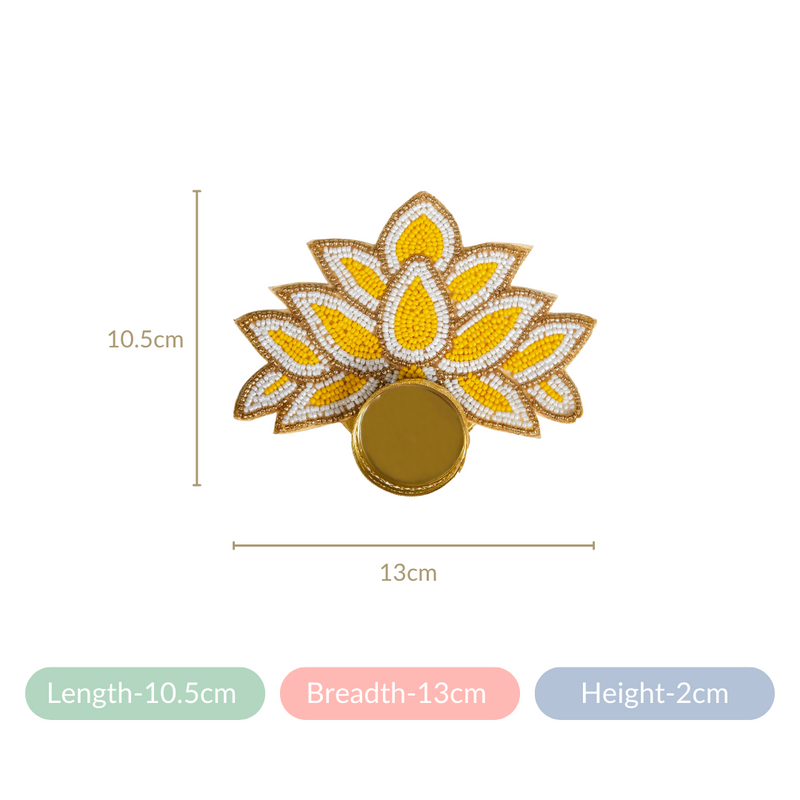 Lotus Tealight Candle Holder Set of 4 White And Yellow