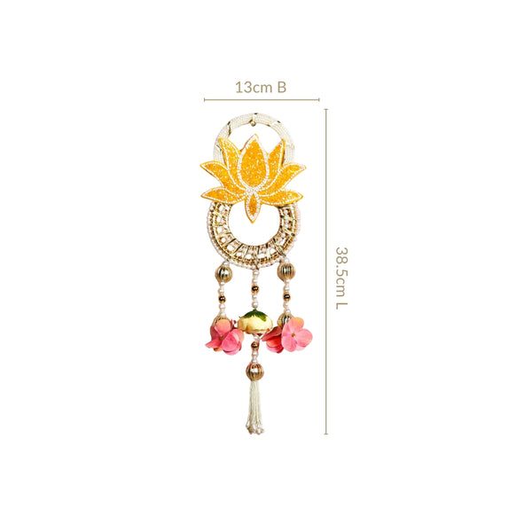 Lotus Charm Wall Hanging Set Of 2 In Yellow