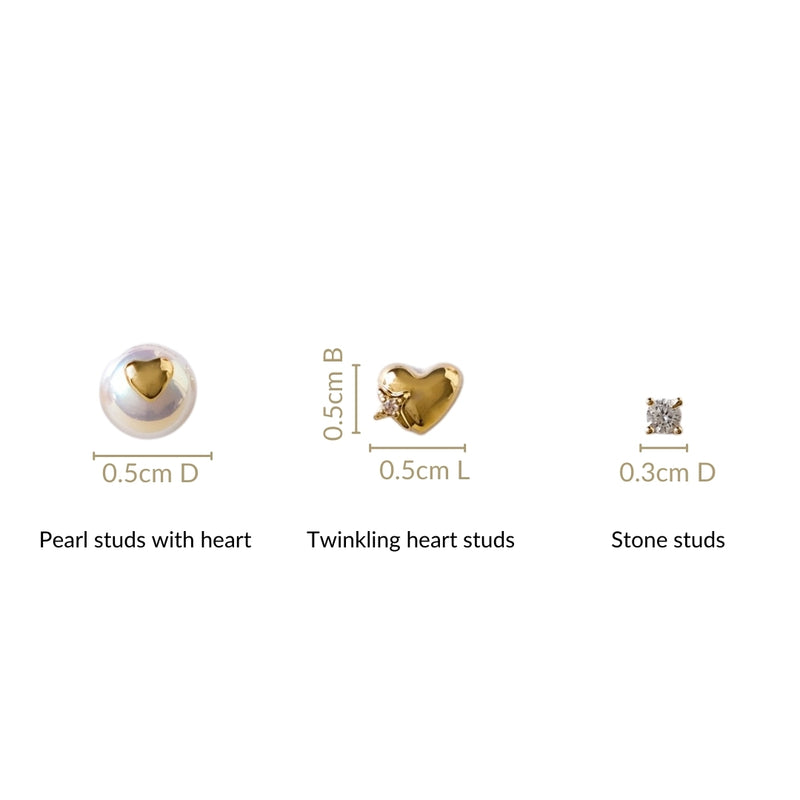Love Sparkle Gold Trio Stud Set Of 3
