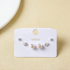 Love Sparkle Silver Trio Stud Set Of 3