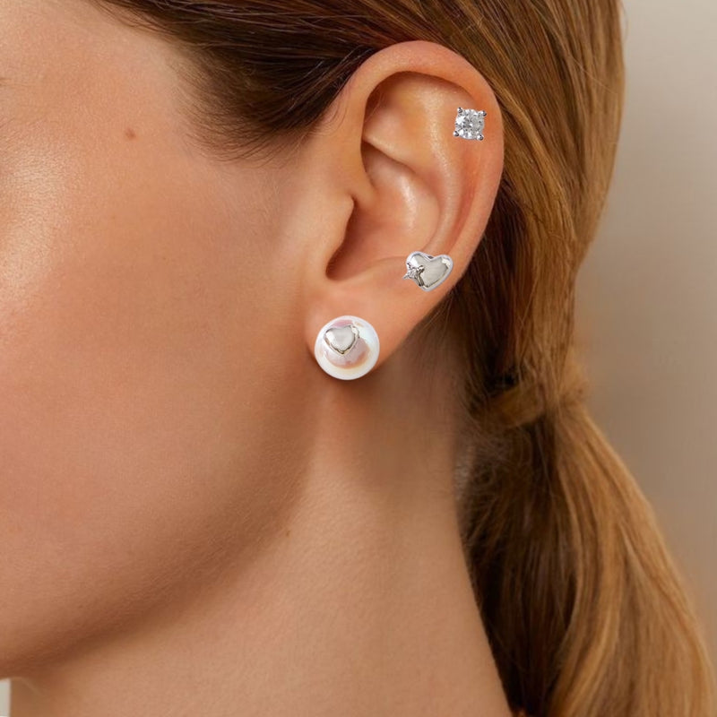 Love Sparkle Silver Trio Stud Set Of 3