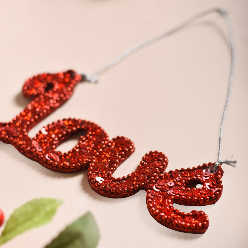 Love Christmas Ornament Set of 2 Red