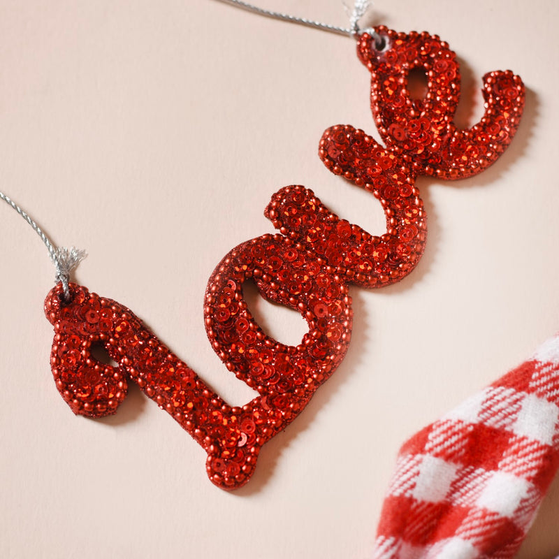 Love Christmas Ornament Set of 2 Red