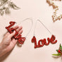 Love Christmas Ornament Set of 2 Red