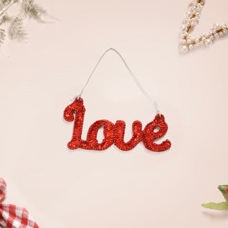 Love Christmas Ornament Set of 2 Red