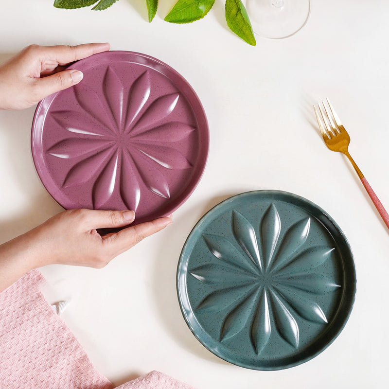 Luna Green And Purple Salad Plate Set Of 2 19cm