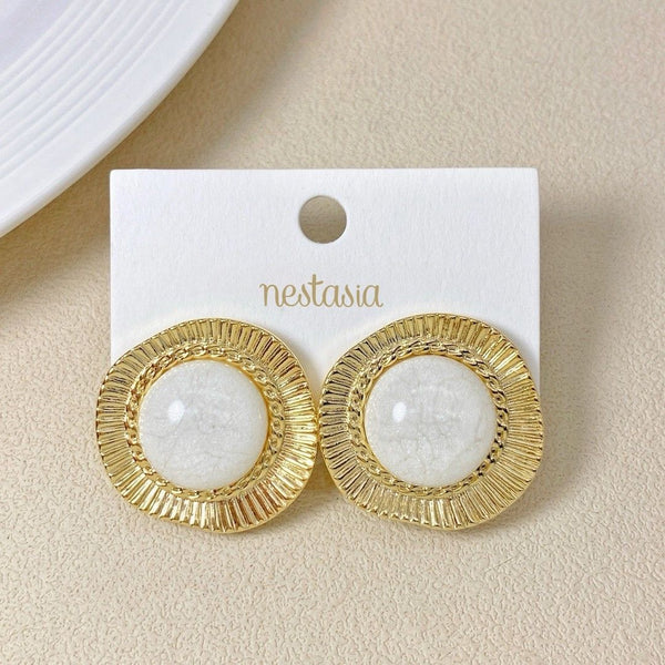 Lunar Glow Gold And White Studs