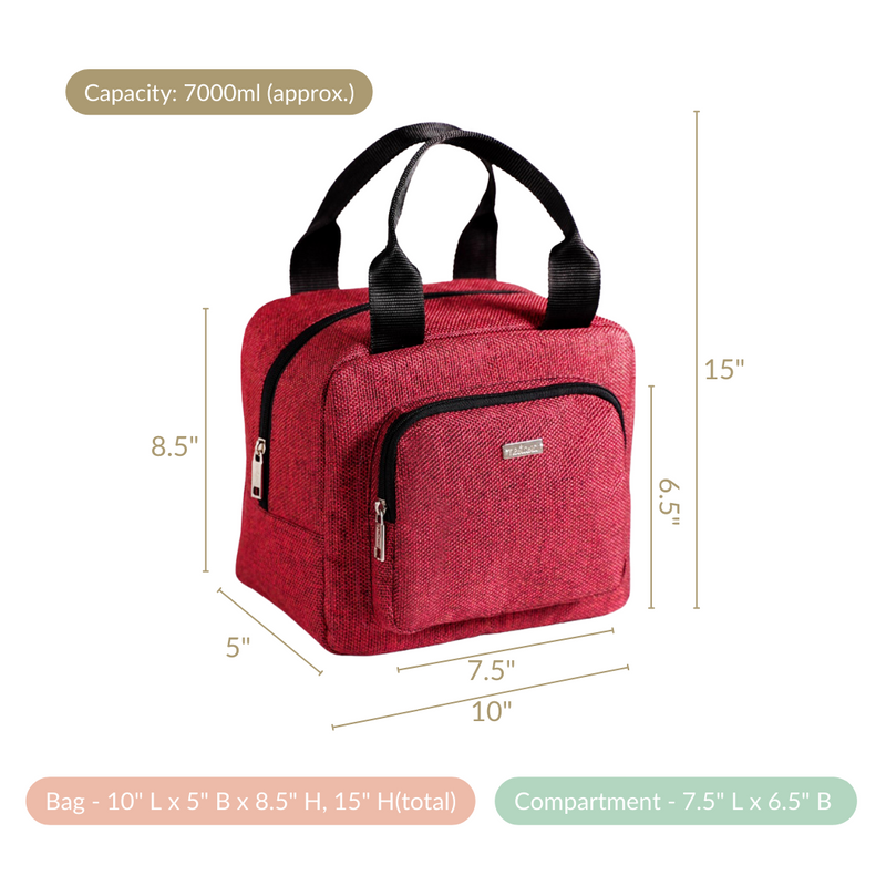 Everyday Use Heat Insulated Jute Lunch Bag Red