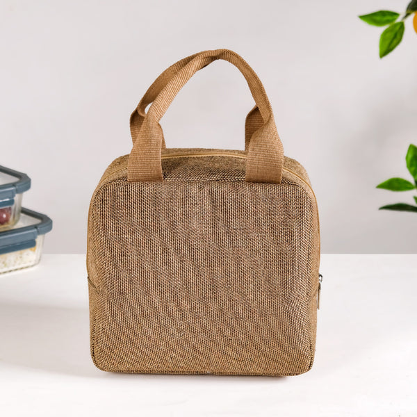 Multipurpose Thermal Insulated Jute Lunch Bag Beige
