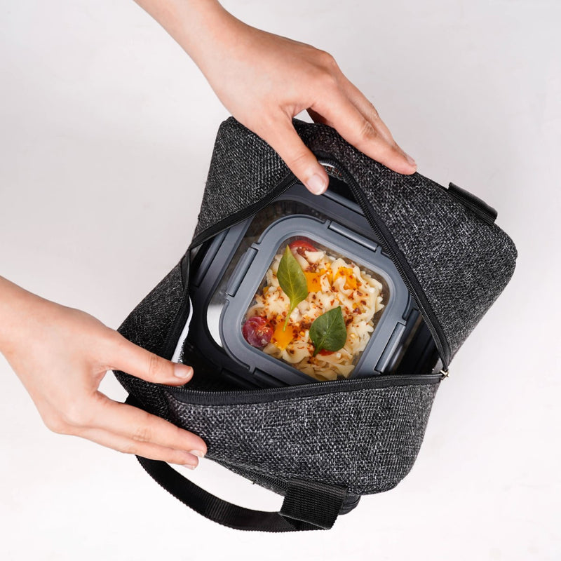 Sustainable Thermal Insulated Jute Lunch Bag Black
