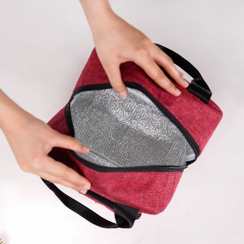Everyday Use Heat Insulated Jute Lunch Bag Red