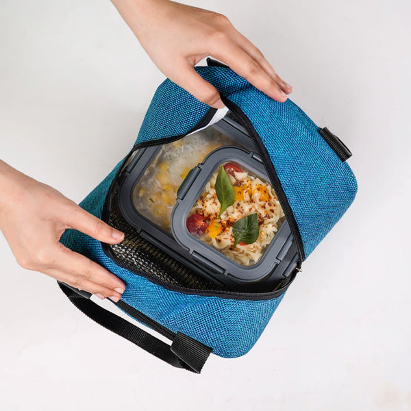 Stylish Sustainable Thermal Insulated Jute Lunch Bag Teal