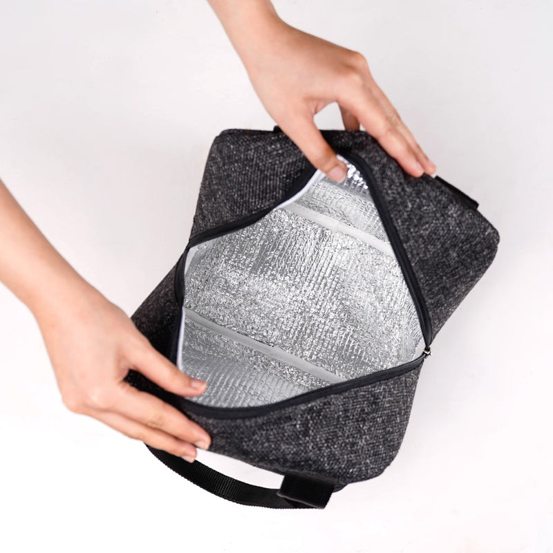 Sustainable Thermal Insulated Jute Lunch Bag Black
