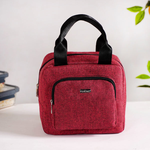 Everyday Use Heat Insulated Jute Lunch Bag Red