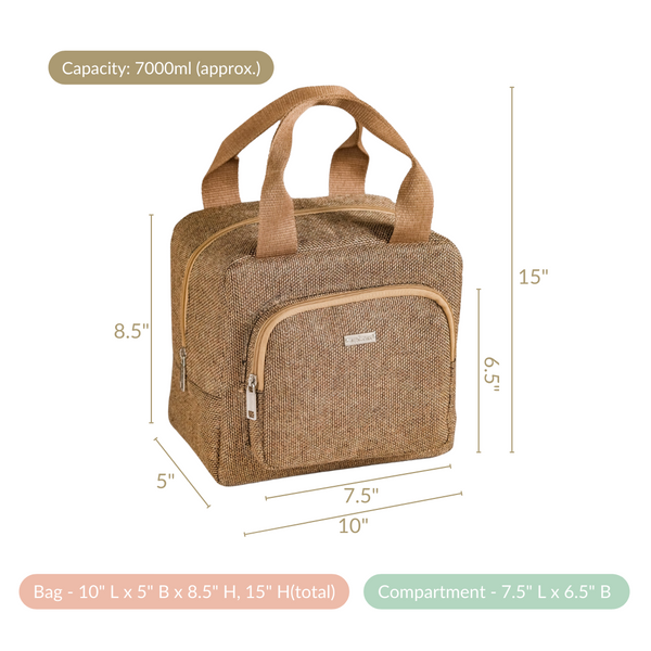 Multipurpose Thermal Insulated Jute Lunch Bag Beige