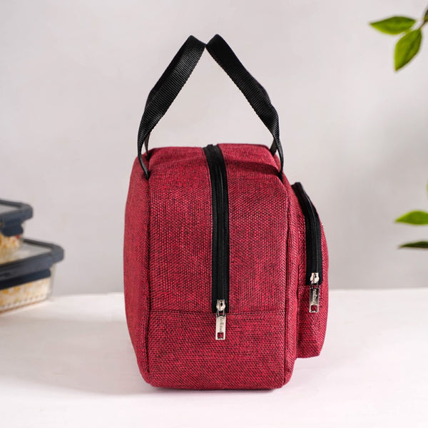 Everyday Use Heat Insulated Jute Lunch Bag Red