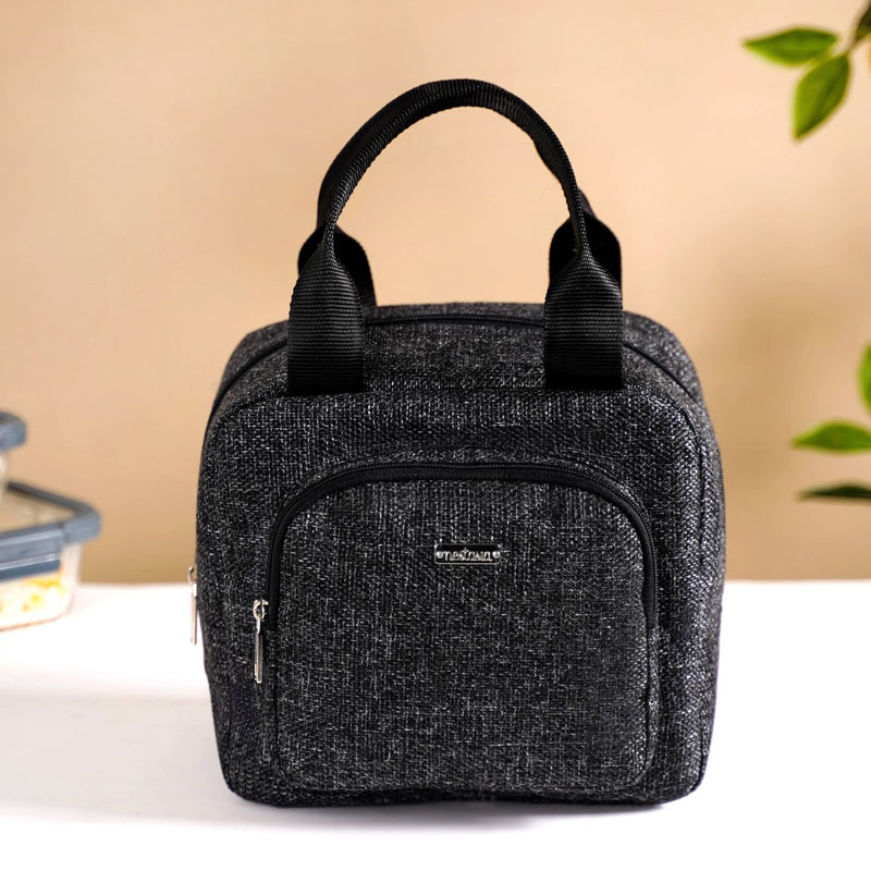 Sustainable Thermal Insulated Jute Lunch Bag Black