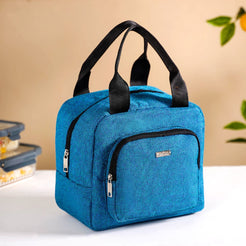 Stylish Sustainable Thermal Insulated Jute Lunch Bag Teal