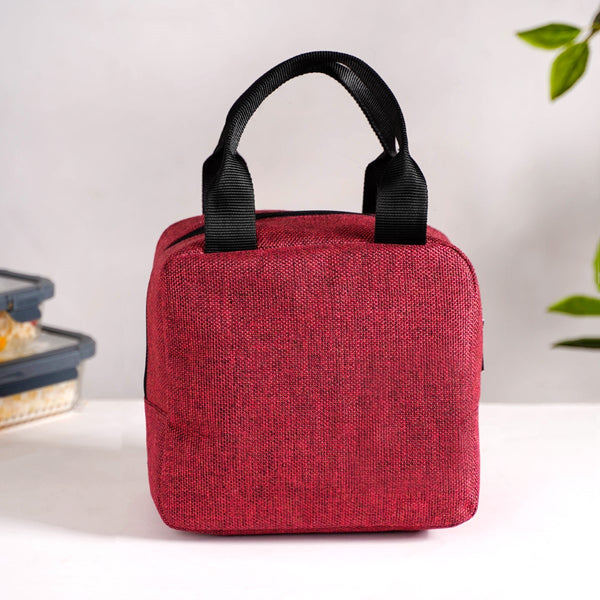 Everyday Use Heat Insulated Jute Lunch Bag Red