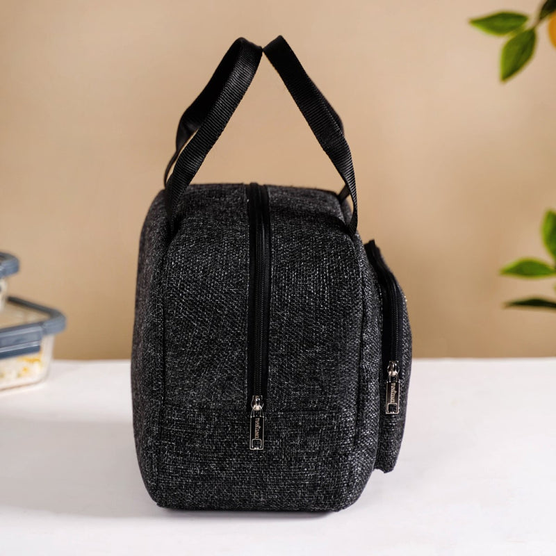 Sustainable Thermal Insulated Jute Lunch Bag Black