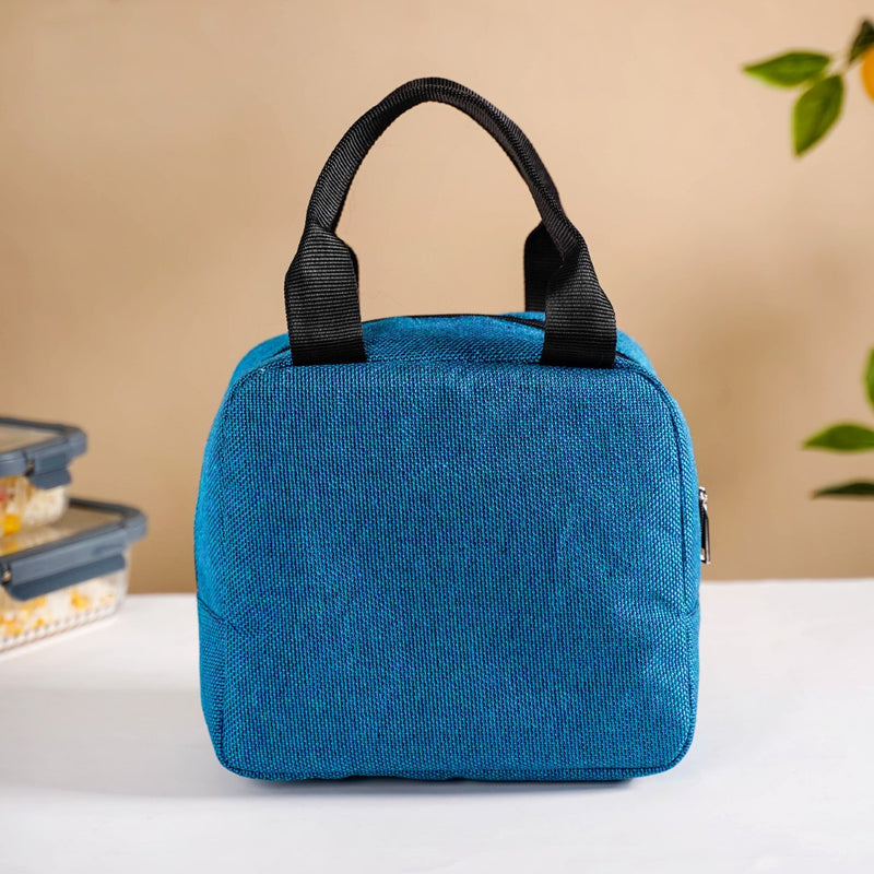 Stylish Sustainable Thermal Insulated Jute Lunch Bag Teal