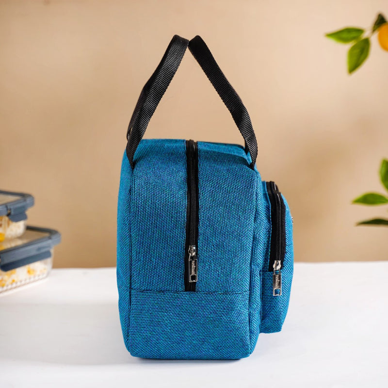 Stylish Sustainable Thermal Insulated Jute Lunch Bag Teal