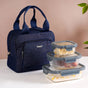 Thermal Insulated Denim Lunch Bag Dark Blue