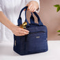 Thermal Insulated Denim Lunch Bag Dark Blue